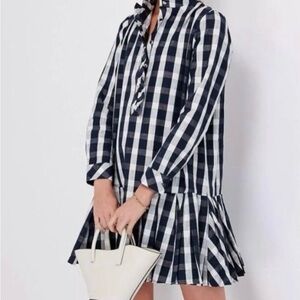 Tuckernuck Navy and White Checkered Midi Dress